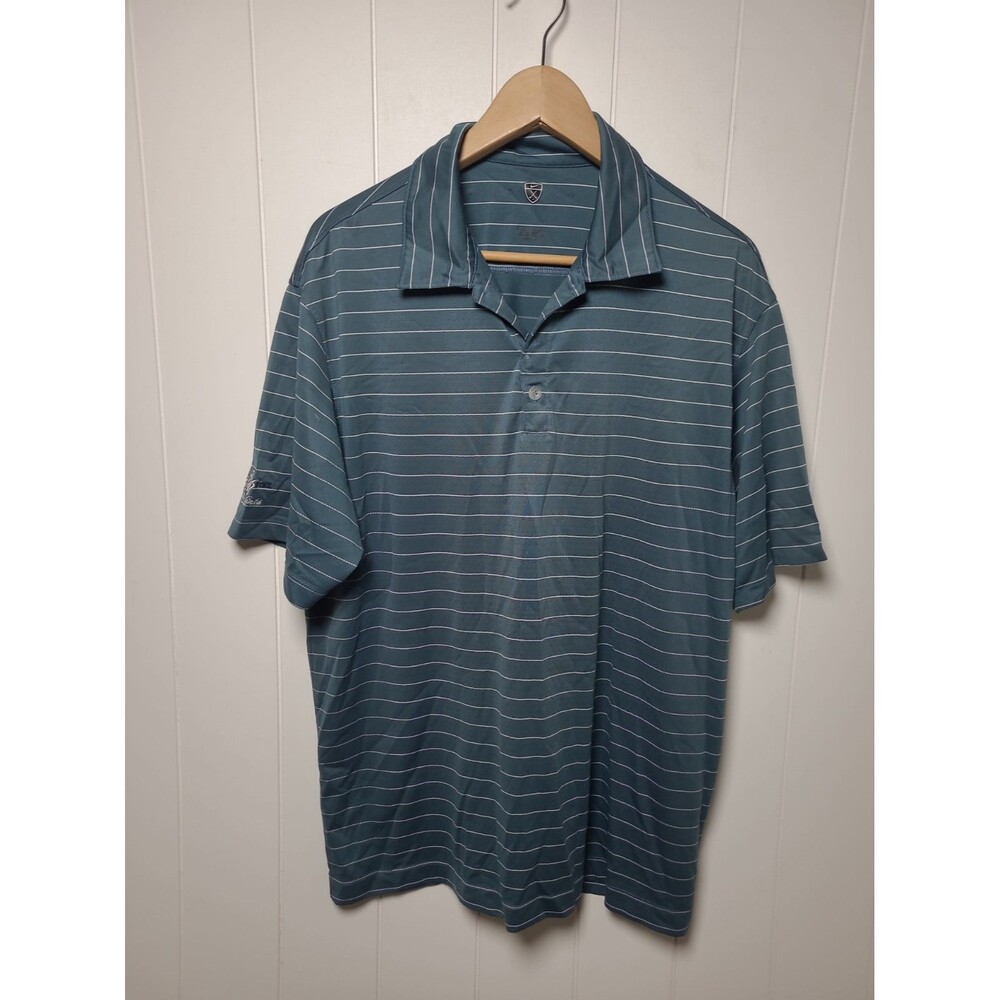Nike Polo Shirt Men’s Blue Striped Vented Dri-FIT Golf Men’s Size XL